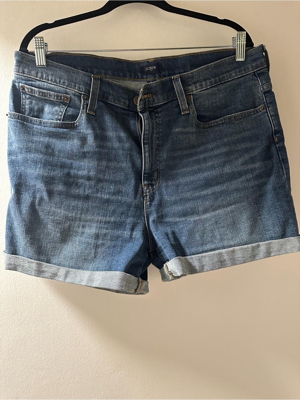 J. Crew Medium Blue Denim Rolled Cuff Shorts